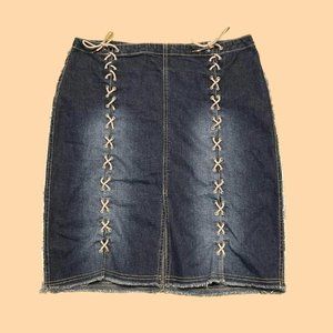Lazer denim skirt